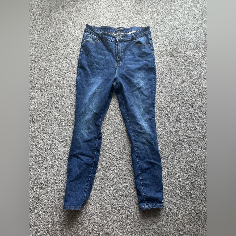 Fashion Nova solid dark denim skinny jeans size 1X